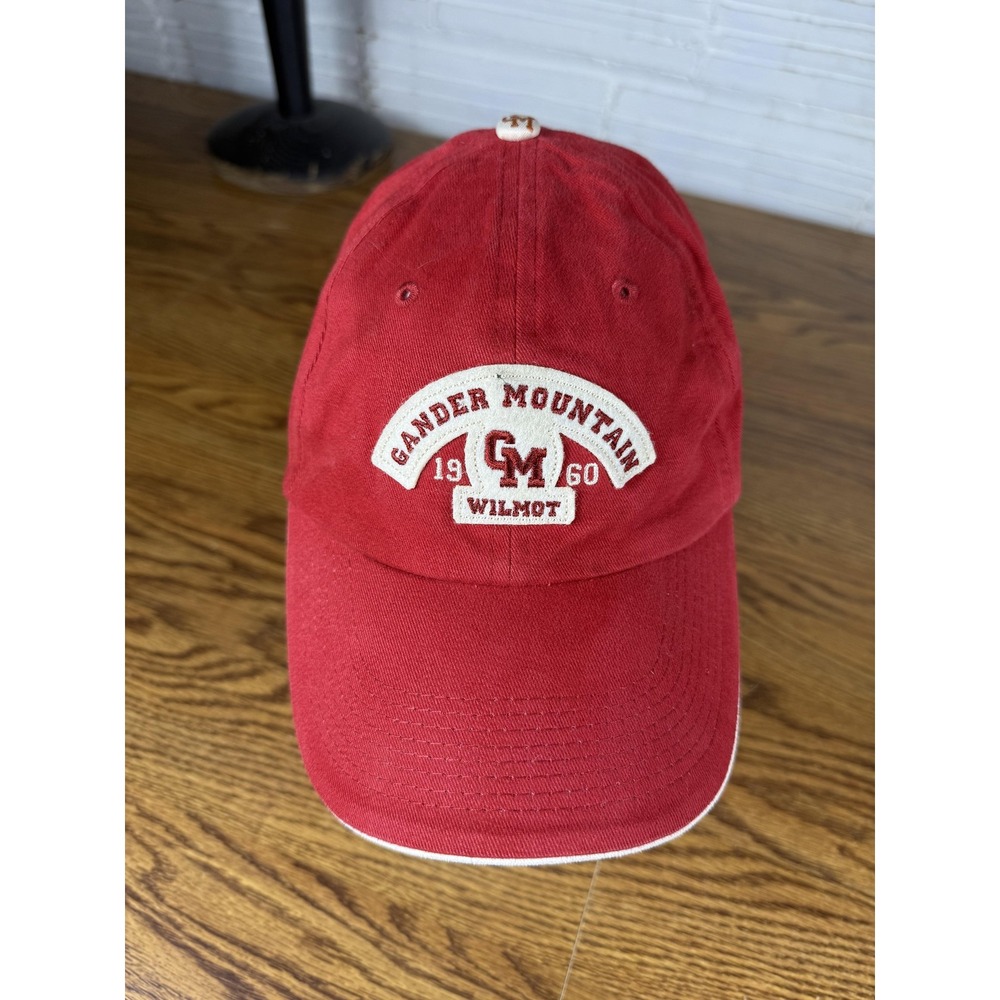 Gander Mountain Hat Cap Strap Back Red Embroidered Patch GM 1960 Wilmot Mens